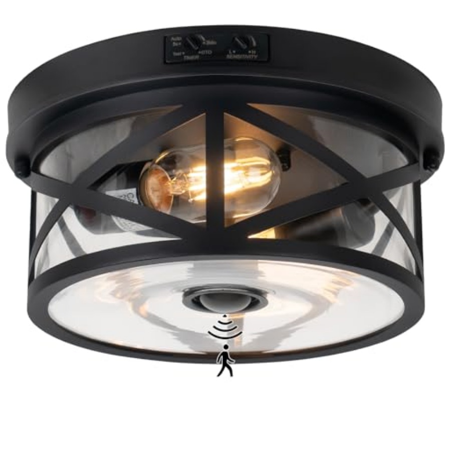 ไฟเพดานกลางแจ้งแบบมีเซ็นเซอร์ต - Outdoor Lighting Black บทวิจารณ์และราคา